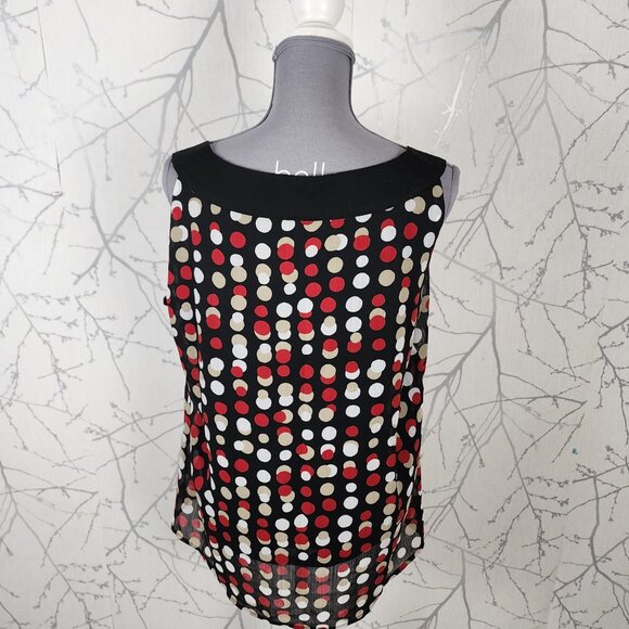 Roz & Ali Polkadot Artsy Rings Round Neck Flowy Tank - Picture 4 of 6